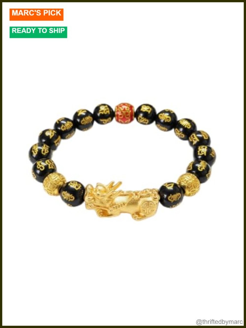 Feng Shui Wealth Bracelet Good Luck Amulet Gift Set Black Obsidian